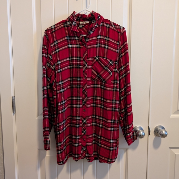 Maurices Tops - 3 For $18 Maurices Red Plaid With Sparkles Button Down Shirt